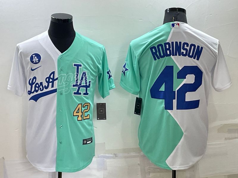 Men Los Angeles Dodgers 42 Robinson green white Nike 2022 MLB Jersey2